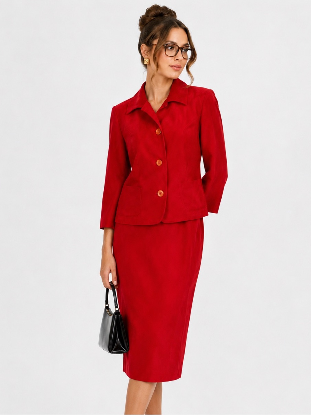 Vintage Jolibel‎ Skirt Set Jacket Red 2 Piece Suit Set Size Small